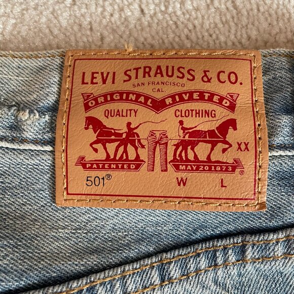 Women's Levi's 501 Blue Jeans W26 L28 Light Wash Button Fly - Picture 7 of 9